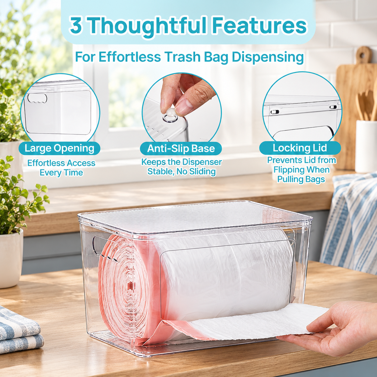 SpaceNest Clear Trash Bag Dispenser