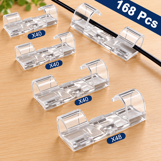 SpaceNest Clear Cable Clips – 168 Pcs
